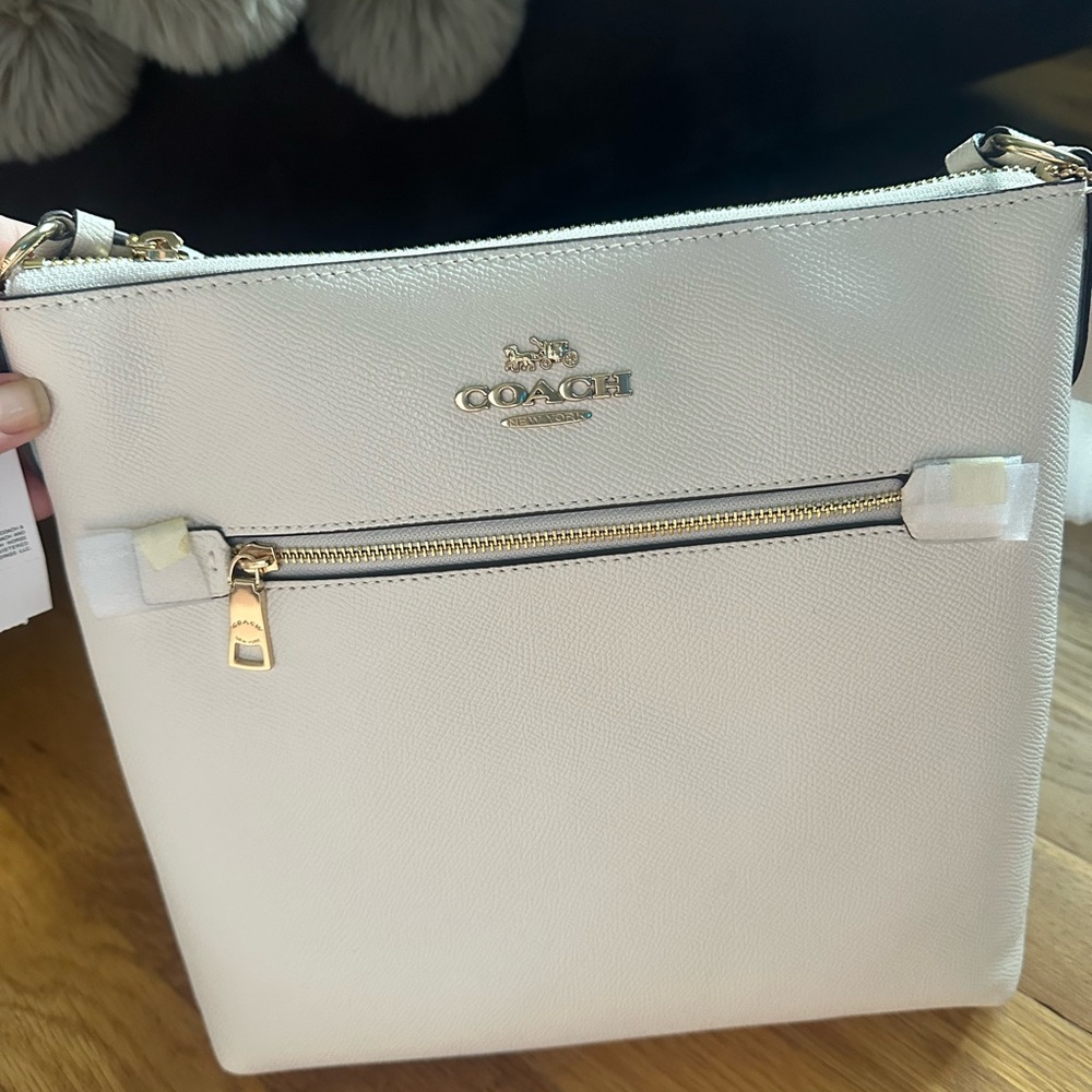 Coach Ivory Crossbody Bag with Gold Accents